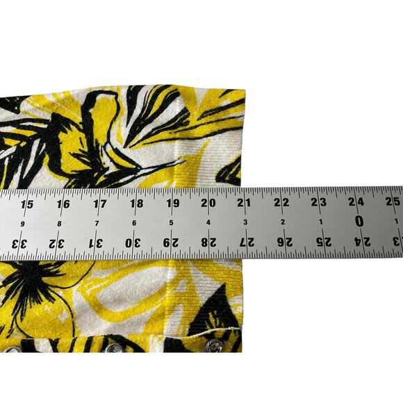 Cable & Gauge Womens Petite Medium PM Yellow Black Sweater Floral Sunny Palm - Picture 5 of 7